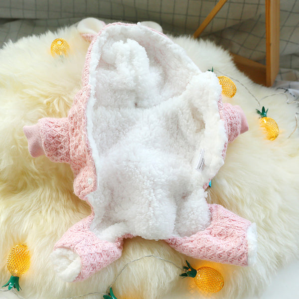 Winter Warm Cotton Hooded Coat Waffle Checked Four-legged Dog & Cat Clothes