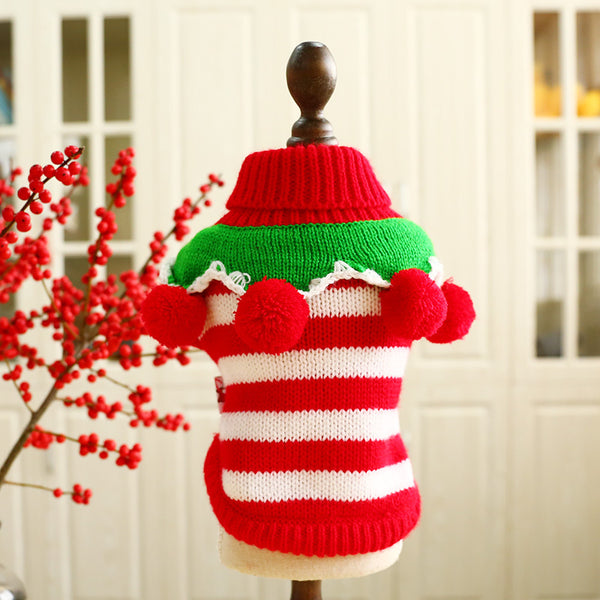 Colorful Christmas Acrylic Fibres Stripe Sweater Cute Two-legged Dog & Cat Clothes