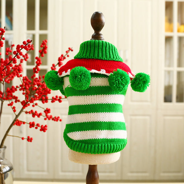 Colorful Christmas Acrylic Fibres Stripe Sweater Cute Two-legged Dog & Cat Clothes