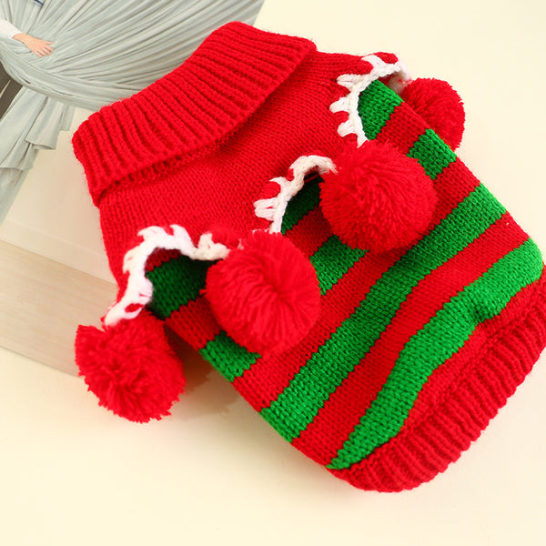 Colorful Christmas Acrylic Fibres Stripe Sweater Cute Two-legged Dog & Cat Clothes