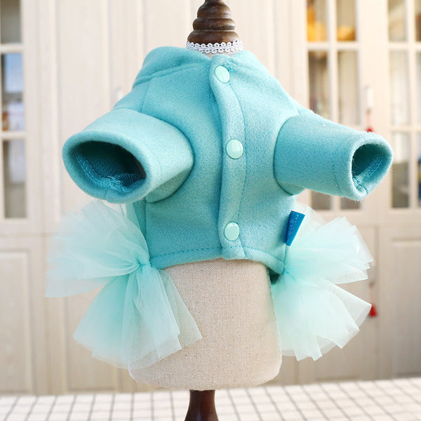 Polyester Elegant Bowknot Princess Dress Two-legged Dog & Cat Clothes Sky Blue