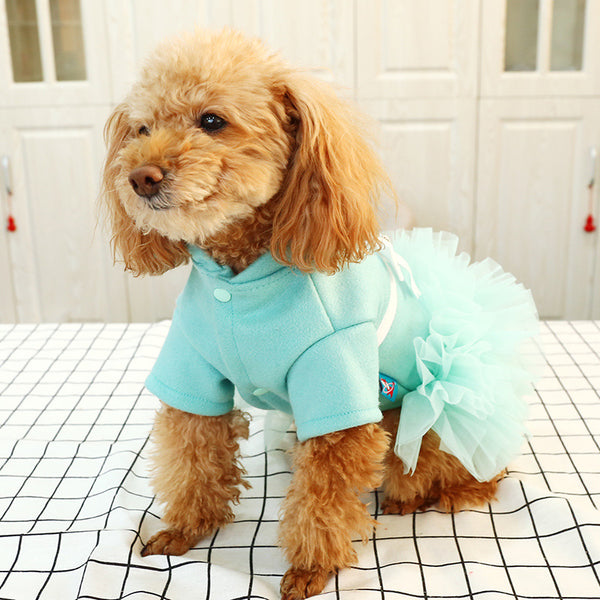 Polyester Elegant Bowknot Princess Dress Two-legged Dog & Cat Clothes Sky Blue