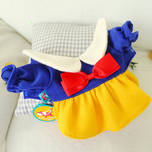 Cotton Cute Bowknot Snow white Princess Dress Two-legged Dog & Cat Clothes Tricolor