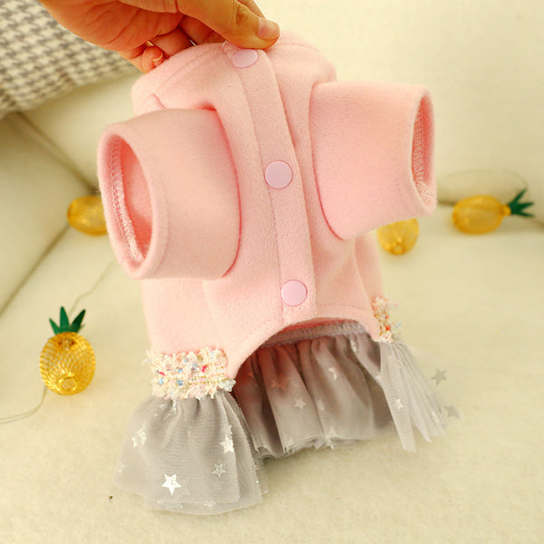 Polyester High-heeled Shoes pattern Pattern Bowknot Princess Dress Pet Clothes Pink