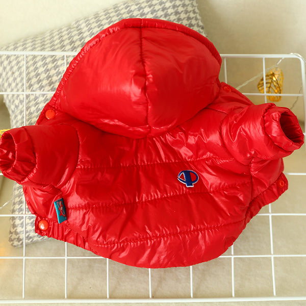 Winter Goose Down Jacket Warm Dog & Cat clothes pure color Black / Red