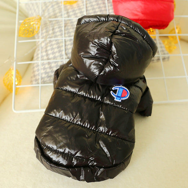 Winter Goose Down Jacket Warm Dog & Cat clothes pure color Black / Red