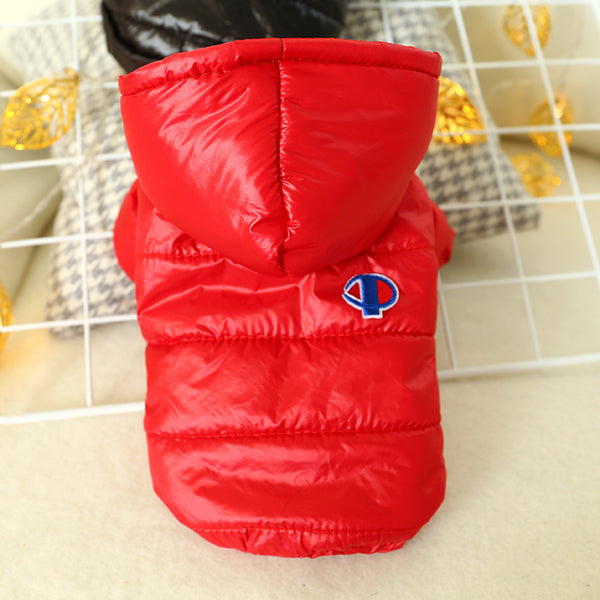 Winter Goose Down Jacket Warm Dog & Cat clothes pure color Black / Red