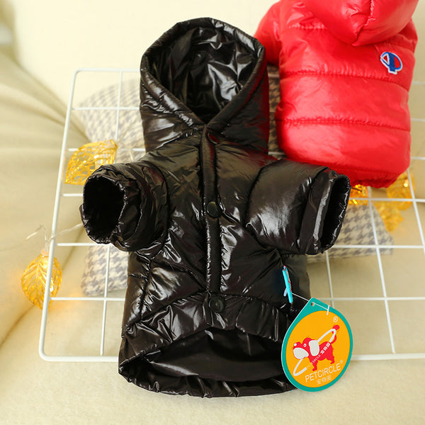 Winter Goose Down Jacket Warm Dog & Cat clothes pure color Black / Red