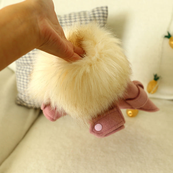 Warm Fur Collar Polyester Fiber Coat Luxurious Dog & Cat Clothes Camel / Pink