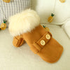 Warm Fur Collar Polyester Fiber Coat Luxurious Dog & Cat Clothes Camel / Pink