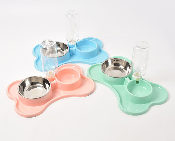 Automatic Feeding Drinking Pet Double Bowls