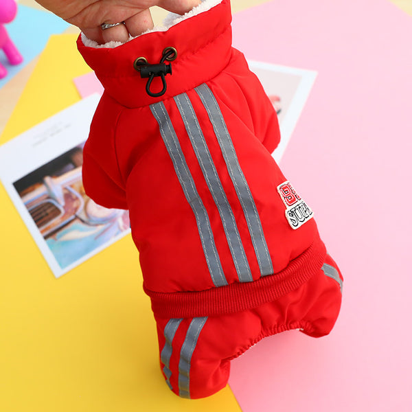 Winter Casual Button Cotton Coat Four-legged Dog & Cat Clothes Red / Blue