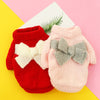 Winter Warm Acrylic Fibres Bow Sweater  Two-legged Dog & Cat Clothes Pink Red